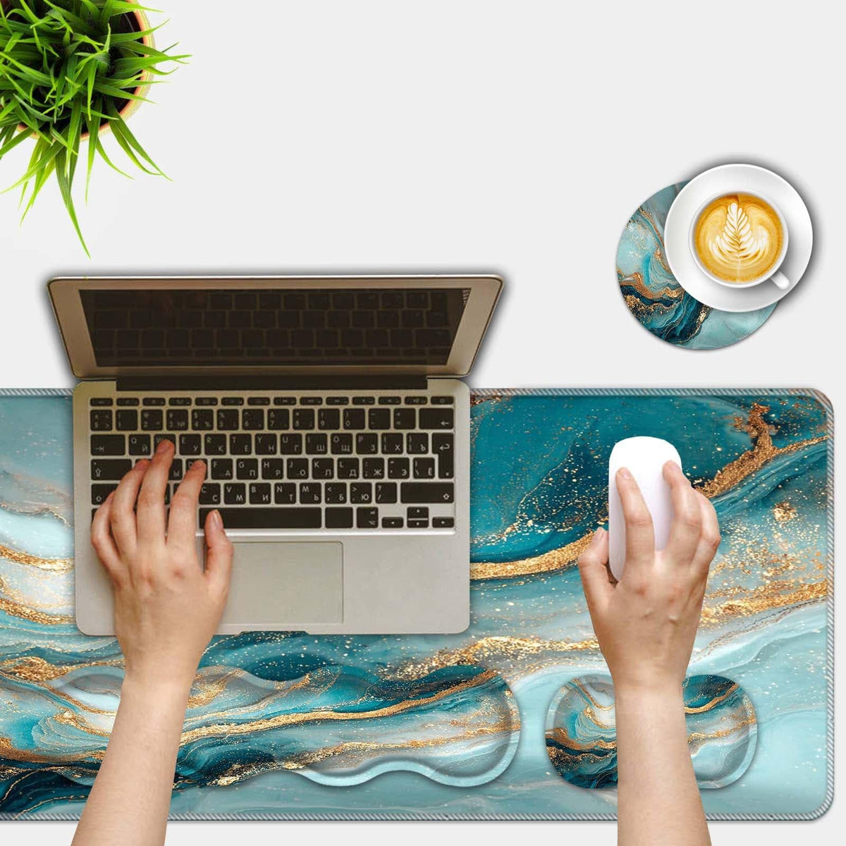 FGDRFGRW Mouse Pad Set,(31.5×11.8 in) Desk Pad + Keyboard Wrist Rest Support + Mouse Wrist Rest +