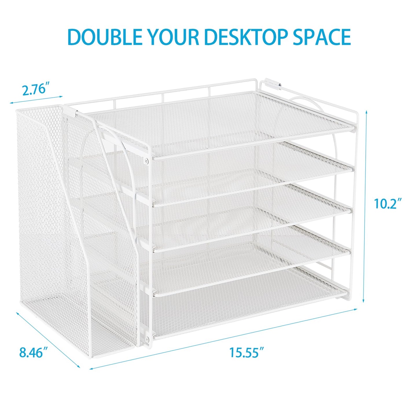 AUPSEN Desk Organizers and Accessories, 5-Tier Desktop Paper File Organizer with Removable File