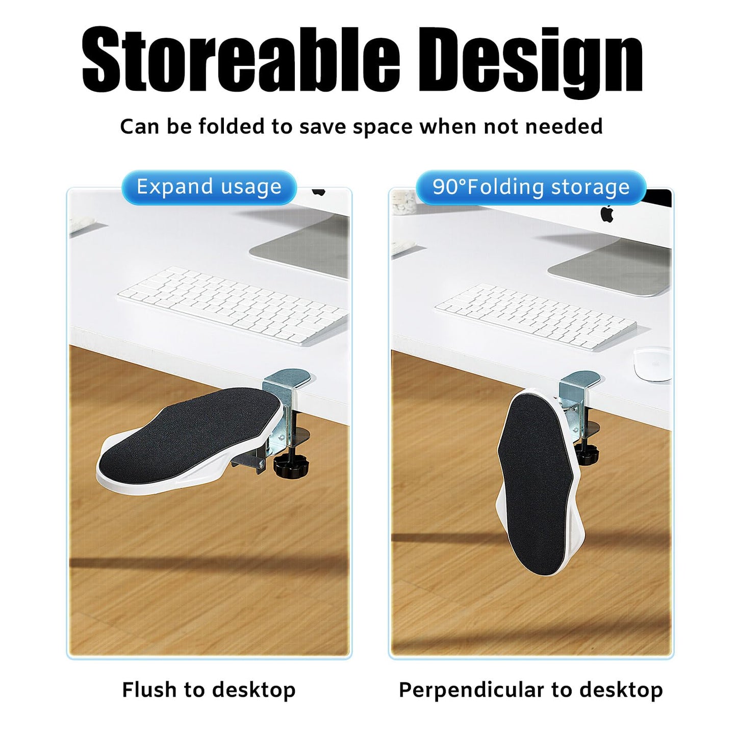 Hovadova Computer Arm Rest for Desk, 180° Swivel and 90° Foldable, White