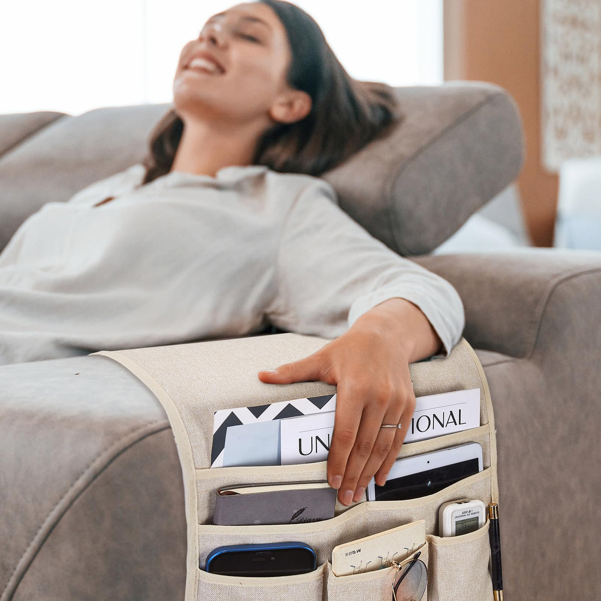 Teniux Remote Control Holder GRS Certified Armchair Caddy for Recliner Couch, Recycled Material