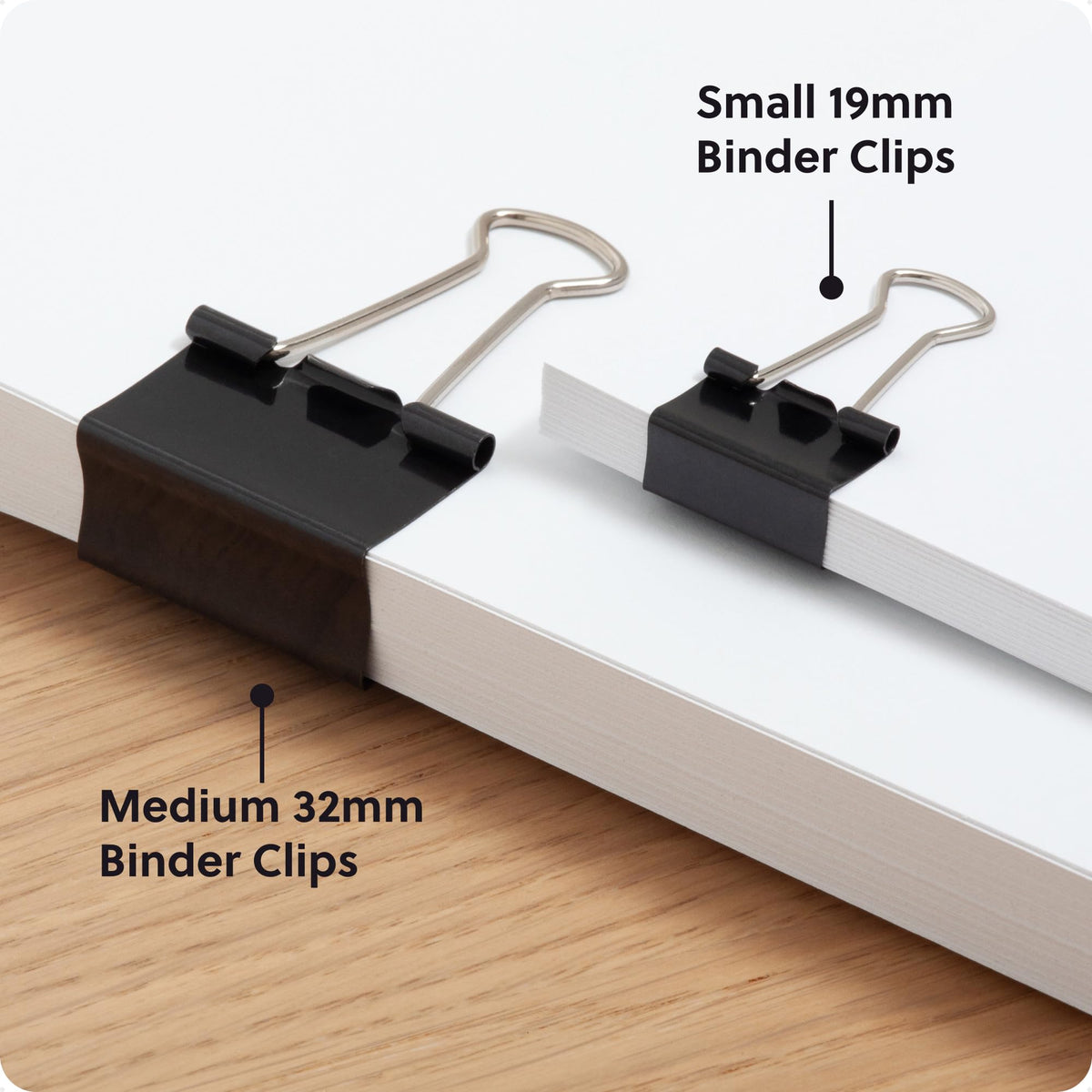 U Brands Binder Clips, 80-Count, Assorted Sizes, Small & Medium, Black