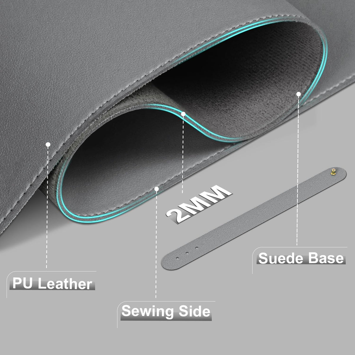 Leather Desk Pad Protector, 39.4'' X 17'' Large Mouse Pad, Office Desk Mat, Non-Slip PU Leather &