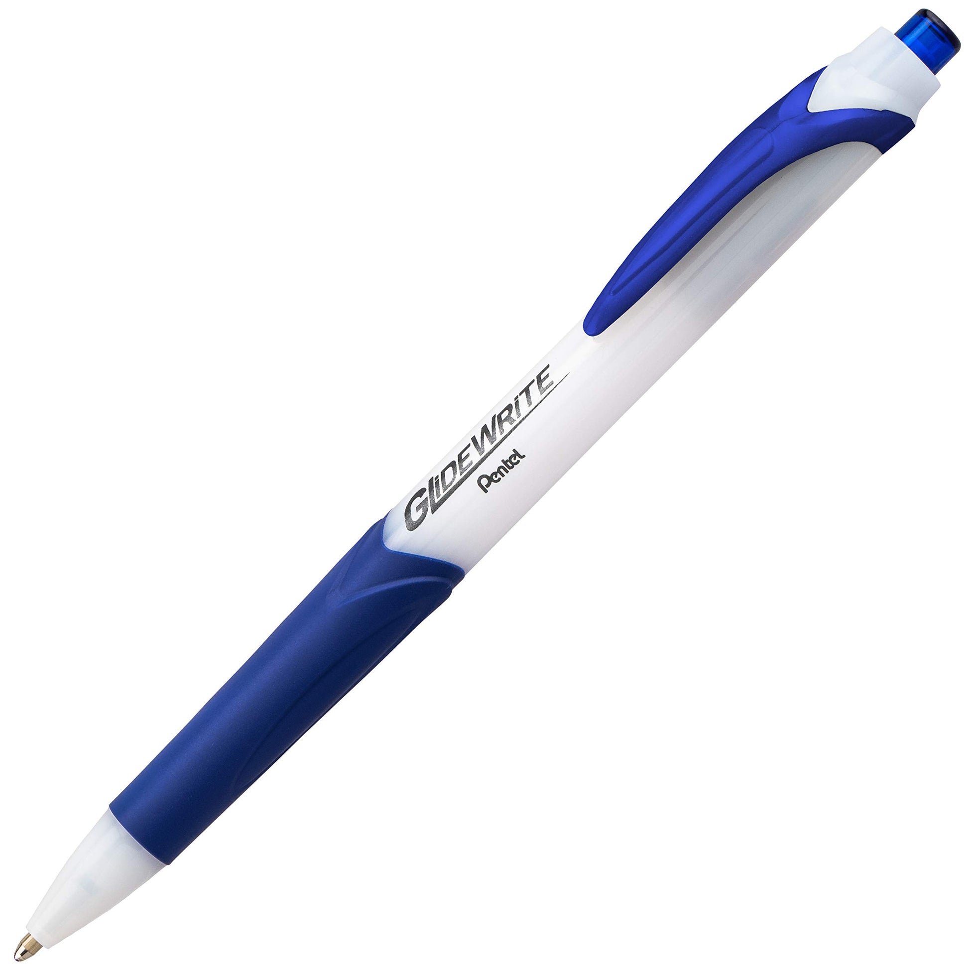 Pentel GlideWrite Ballpoint Pen with TechniFlo Ink, (1.0mm) Medium Line, Blue, Box of 12 (BX910-C)