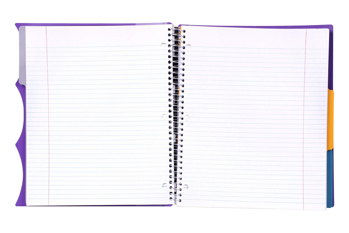 Mintra Office Durable PREMIUM Spiral Notebook, ((Purple, 3 Subject, 8.5in x 11in)), Fabric Covered