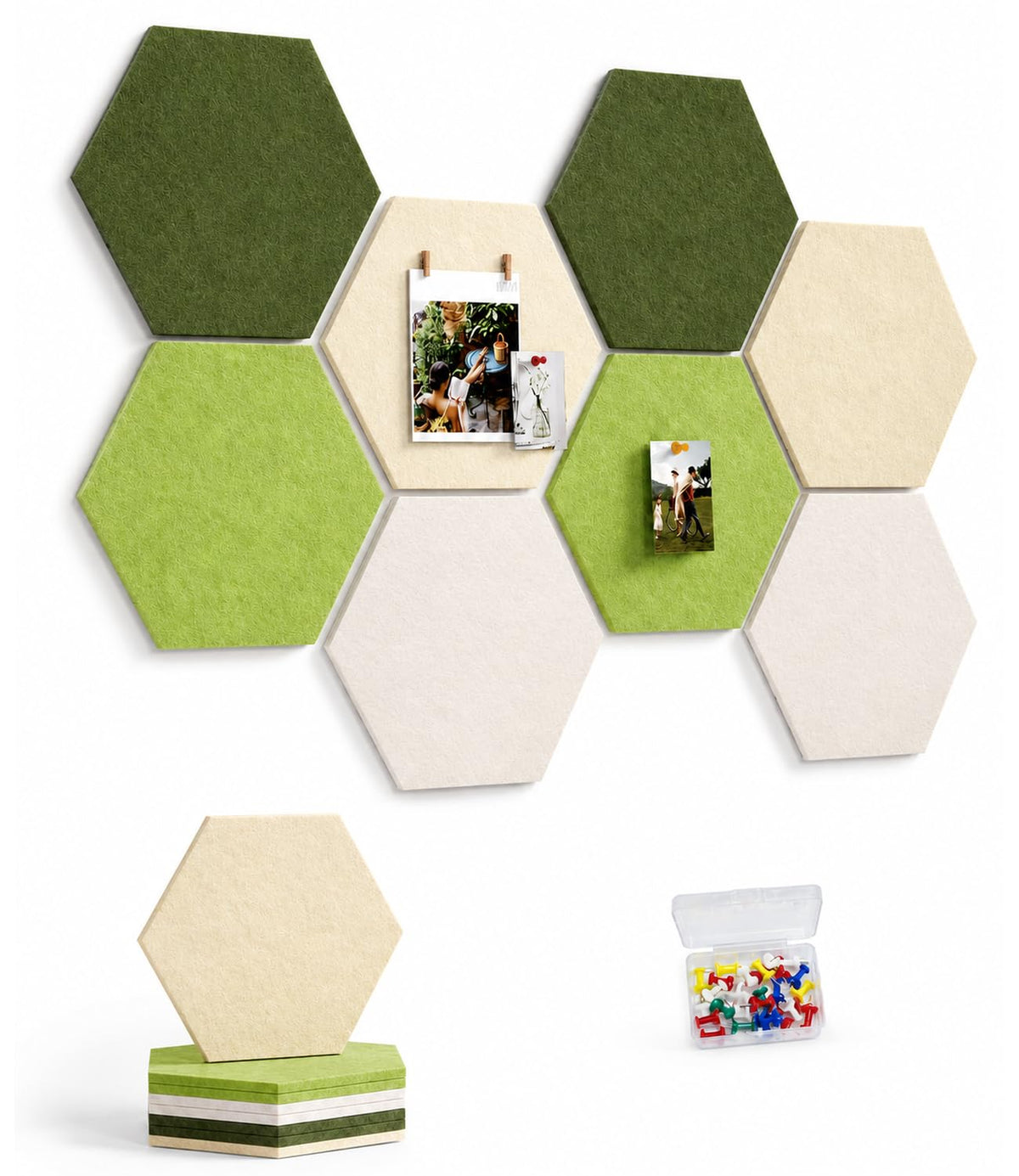 Uoisaiko 8-Pack Hexagon Felt Bulletin Board Tiles, Cork Board Alternative