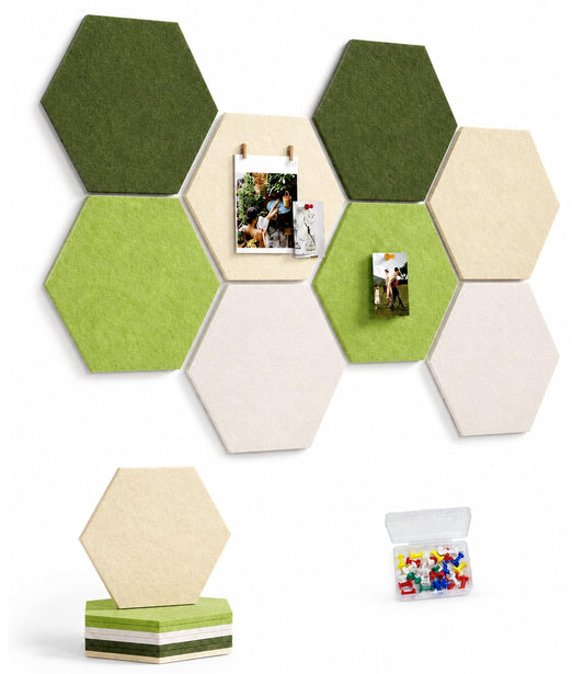 Uoisaiko 8-Pack Hexagon Felt Bulletin Board Tiles, Cork Board Alternative