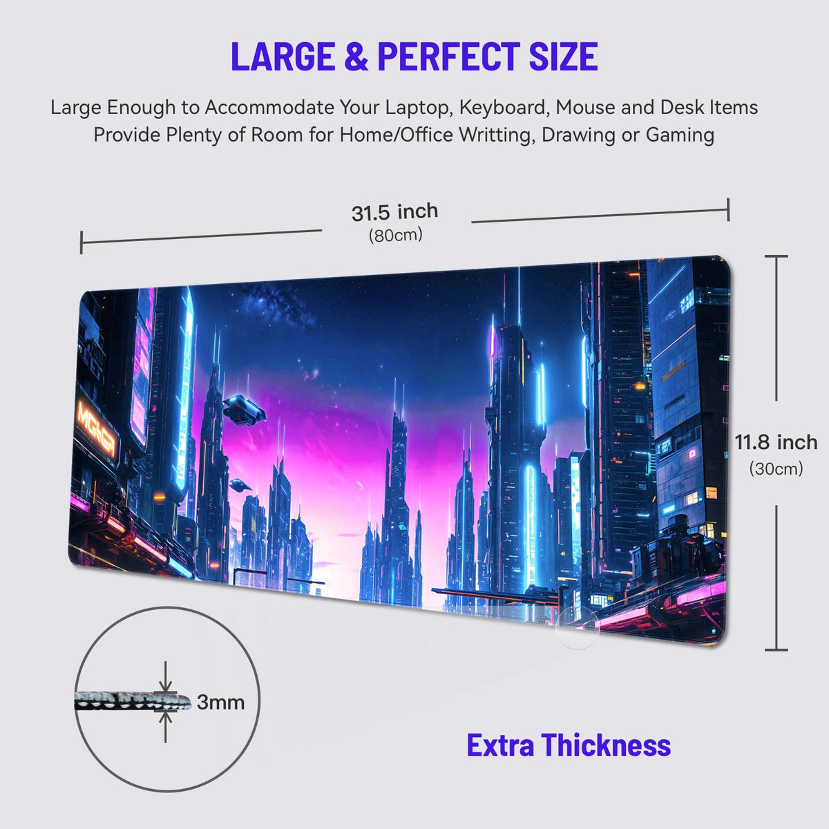 Stanoha Cute Desk Mat for Keyboard Desktop Extra Large Mouse Pad, City