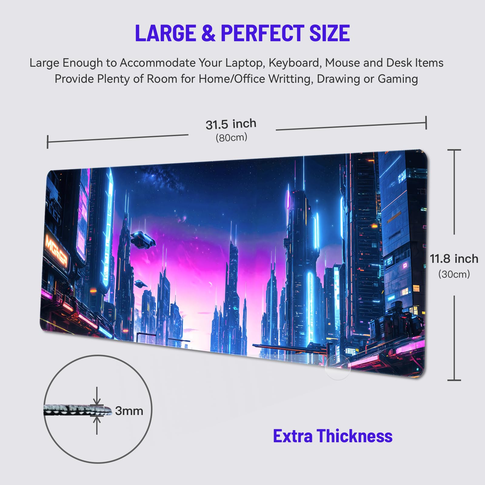 Stanoha Cute Desk Mat for Keyboard Desktop Extra Large Mouse Pad, City