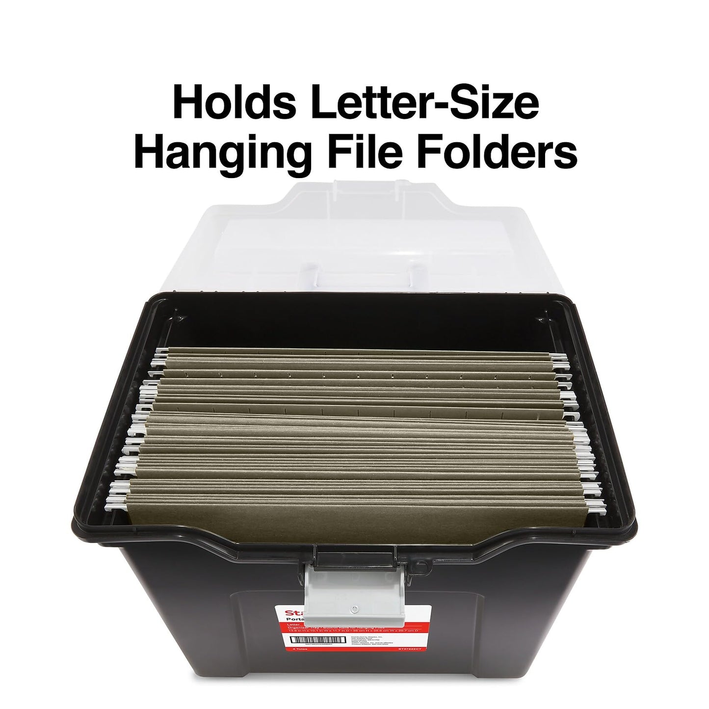 STAPLES File Box Portable Tote, Letter Size, Black, 4/Carton