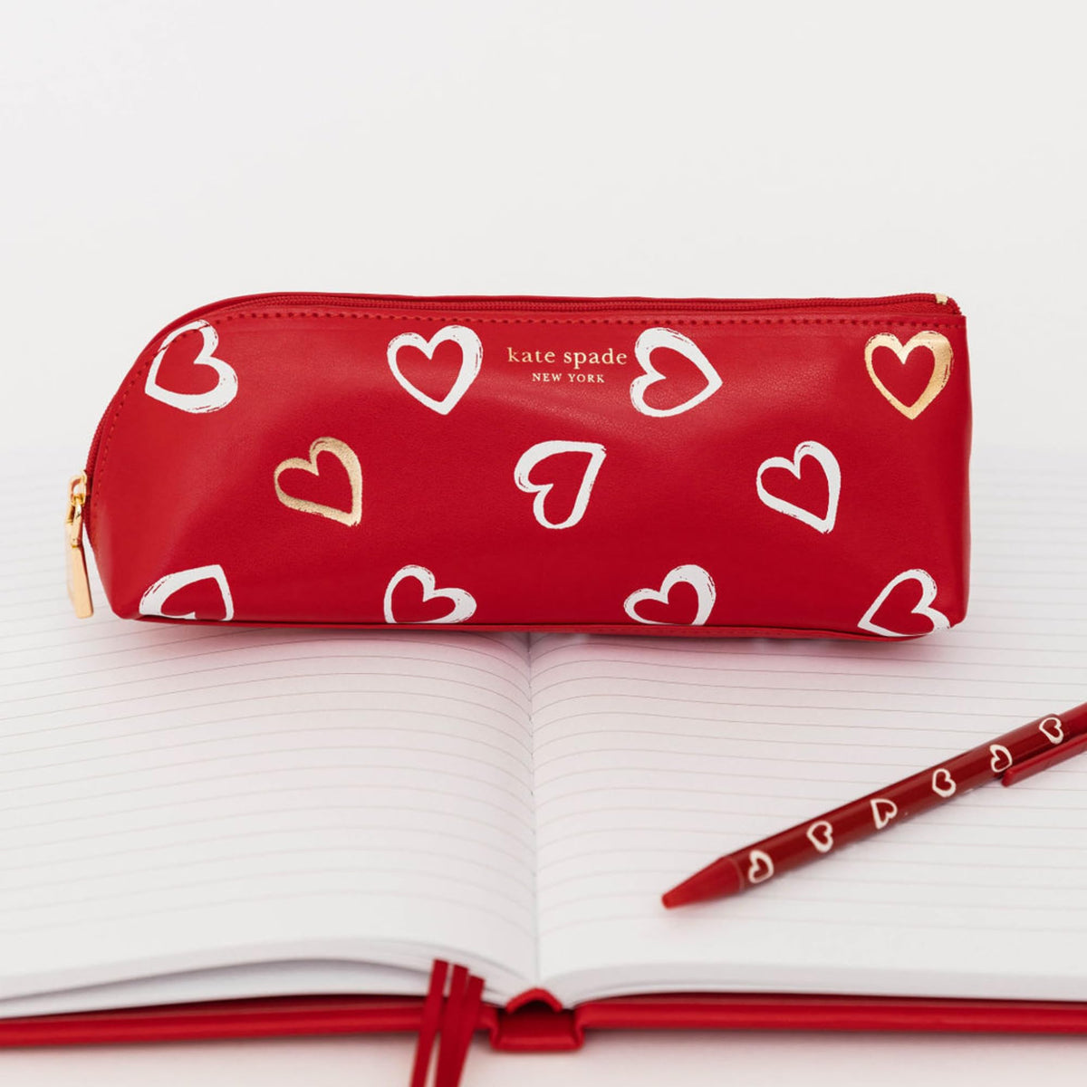 kate spade new york Pen and Pencil Case with Office Supplies for Adults, Zip Pouch Includes 2
