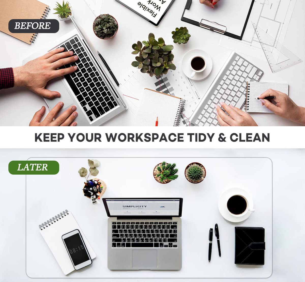 Provalley Clear Writing Desk Pad 17 x 36 Inch Waterproof PVC Desk Table Cover Protector on Top of