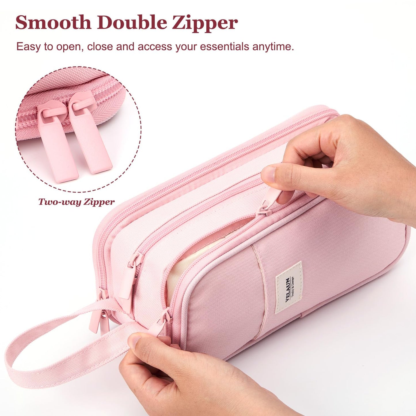 VELAUN Pencil Case Pouch, Large Capacity Pencil Box Bag, Aesthetic Pen Organizer for School