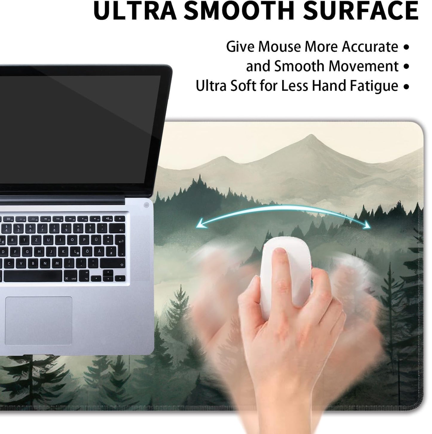 Misty Forest Large Mouse Pad,Gaming Keyboard Desk Pad,Extended Mouse Mat Non-Slip Rubber Base with