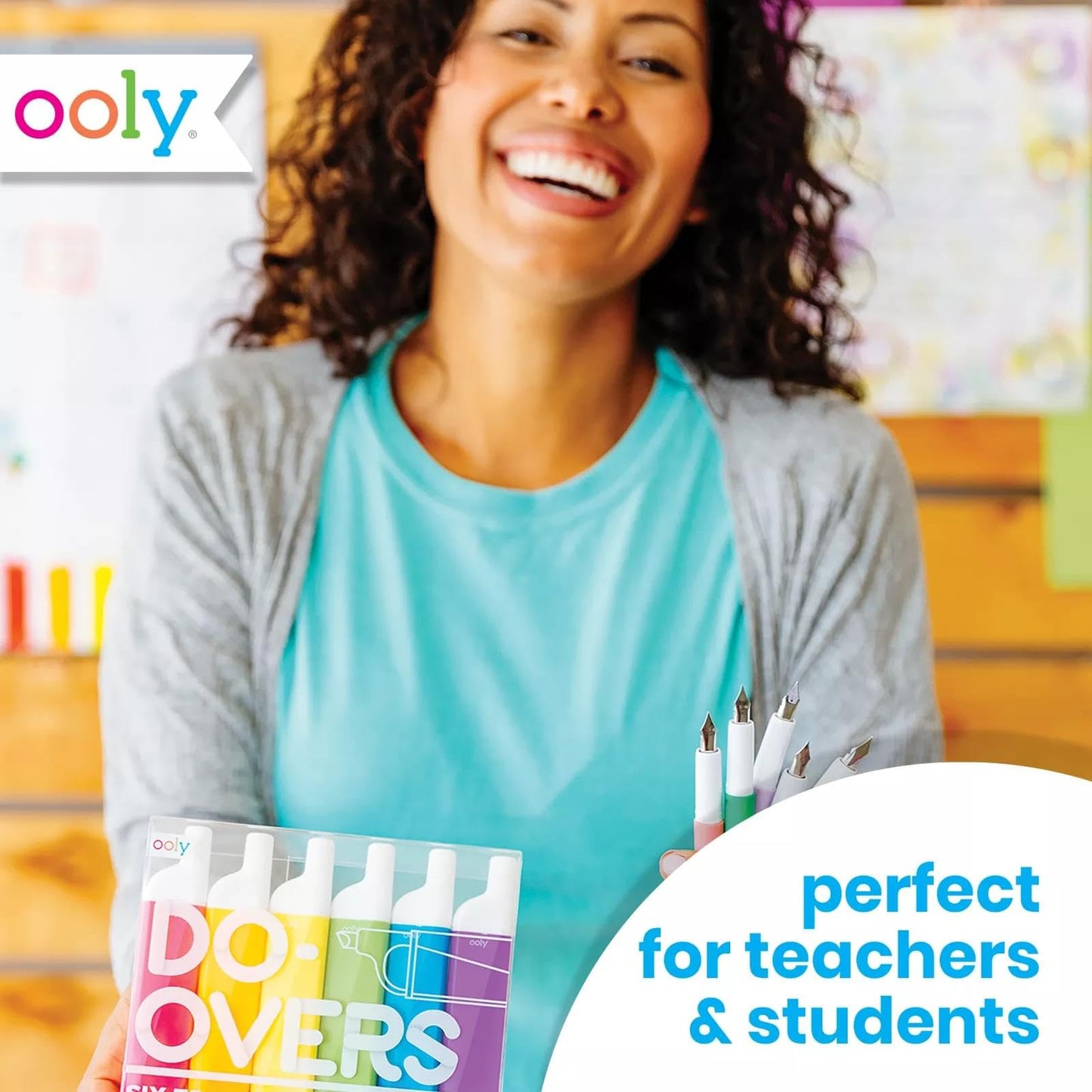OOLY Do-Overs Erasable Highlighters [Set of 6] - Chisel Tip-for Note Taking, Drawing, Art Supplies