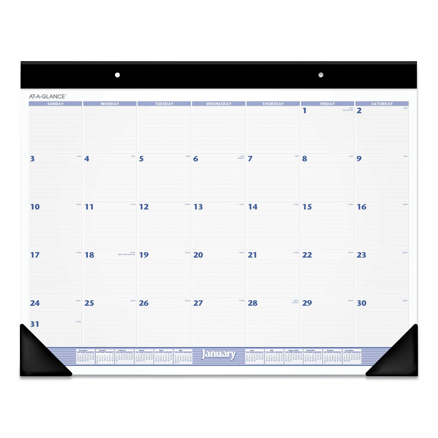 2021 Desk Calendar by AT-A-GLANCE, Monthly Desk Pad, 24" x 19", Jumbo, Blue/Gray (SW2300021)