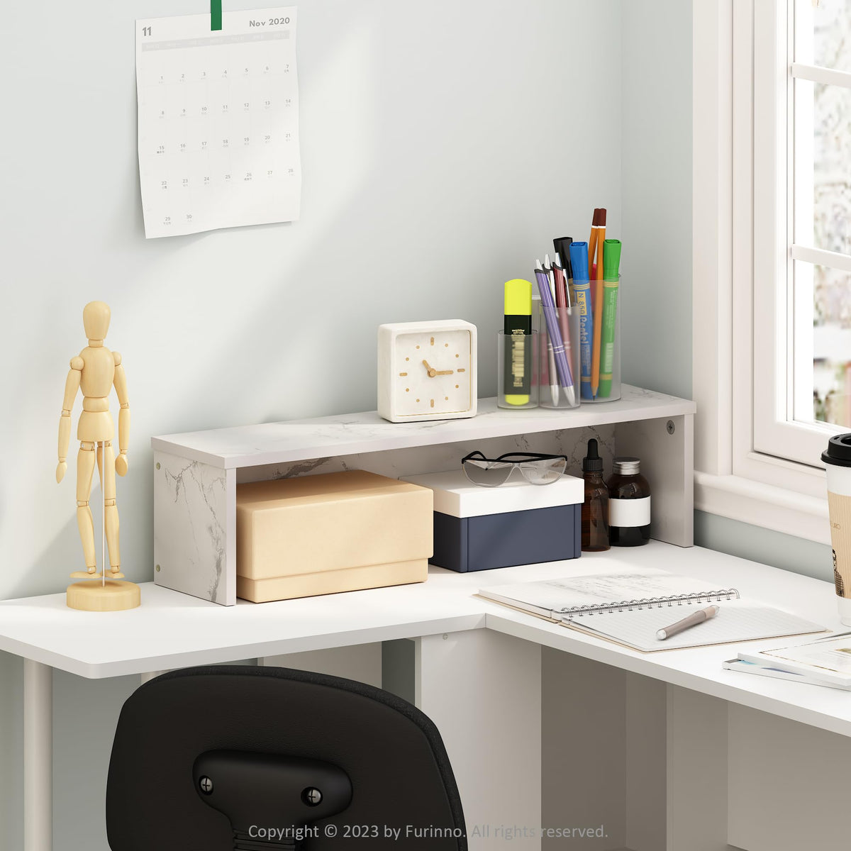 Furinno Classic Desk Organizers and Accessories, 23-Inch Desk Organizer, Desktop Organizer, for