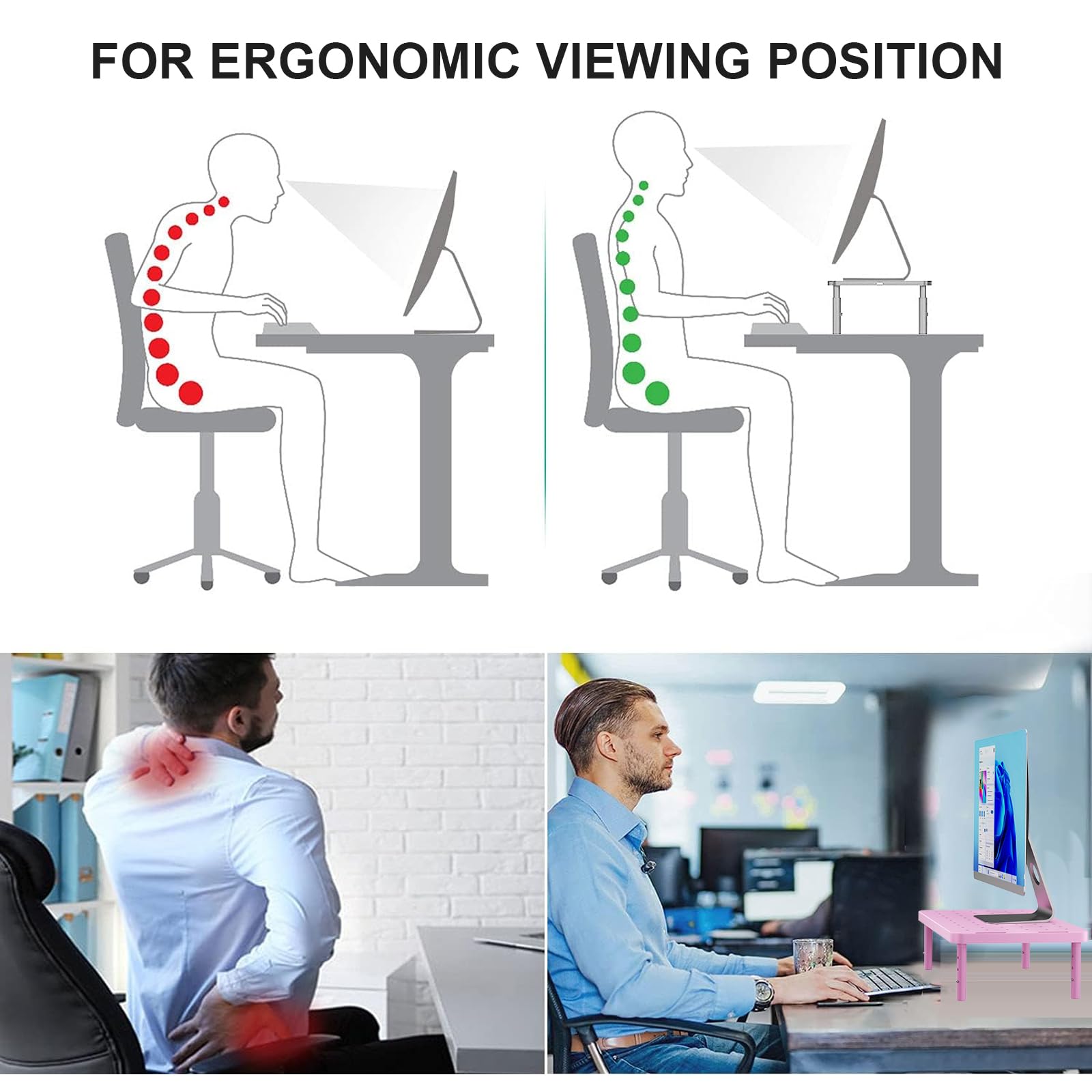 WALI Computer Monitor Stand for Desk, Adjustable Laptop Riser, up to 44 lbs