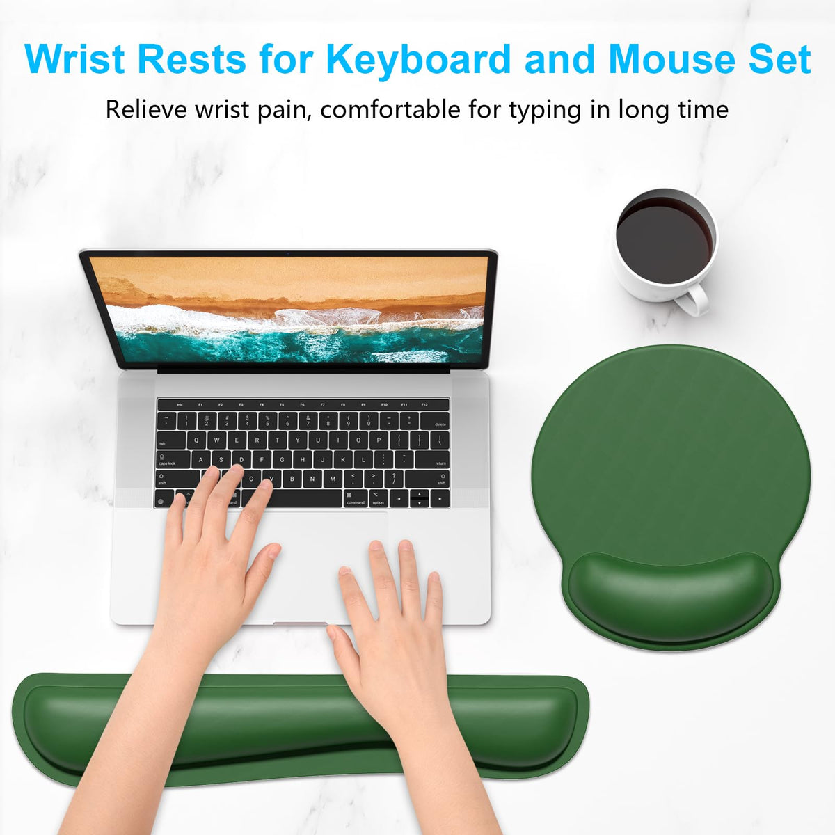 Dapesuom Keyboard Wrist Rest and Mouse Pad with Wrist Support, Cute Memory Foam Cushion for