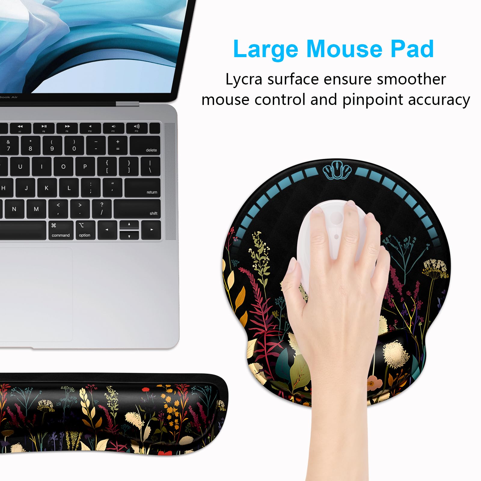 Dapesuom Keyboard Wrist Rest and Mouse Pad with Wrist Support, Cute Memory Foam Cushion for