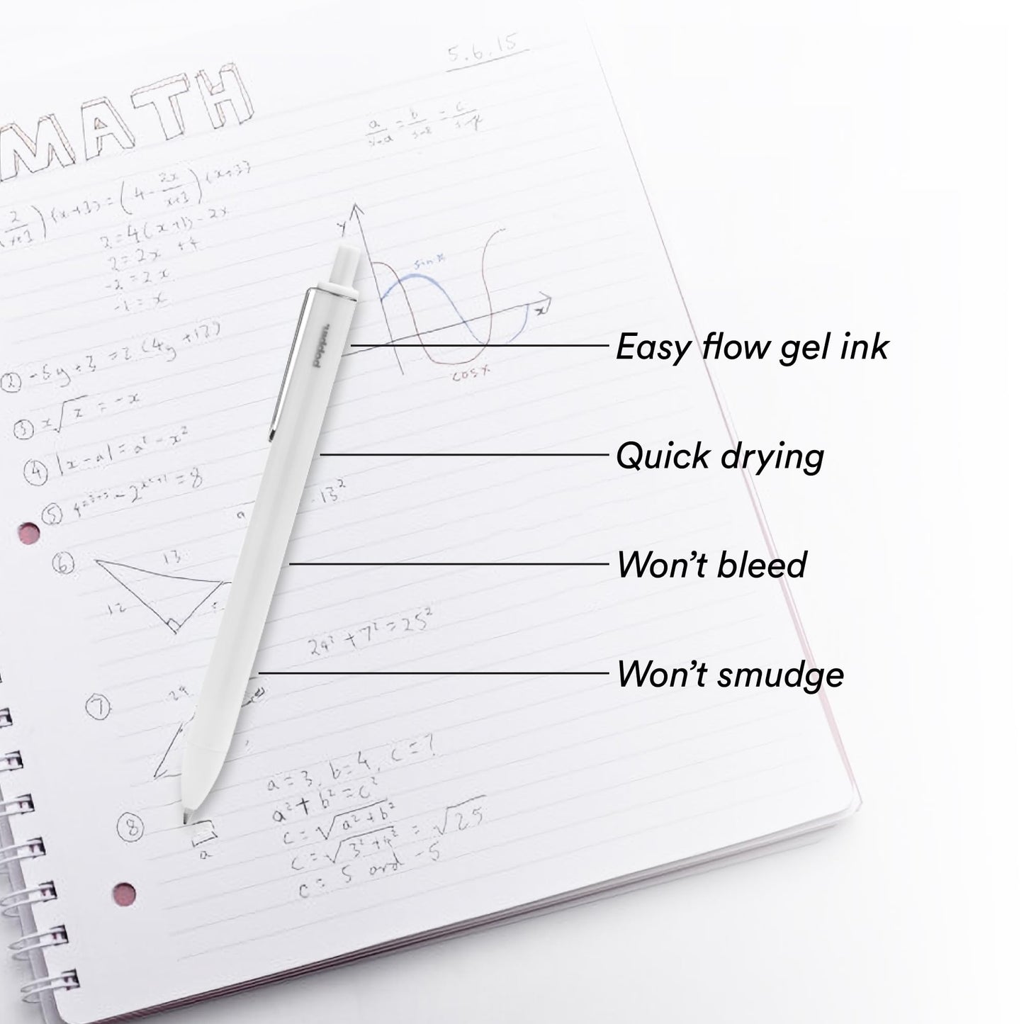 Poppin Stylish Retractable Gel Pens - Fine Point Pens with 0.7mm Tip, Smooth Writing Ink, Metal
