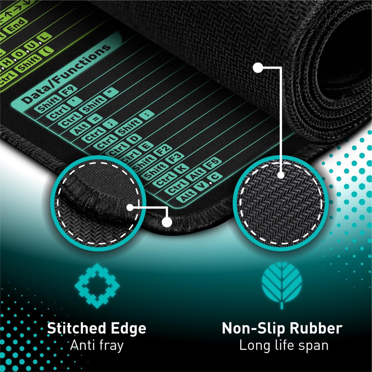 Pixiecube Excel Shortcut Keys Mouse Pad - Extended Large XXL Cheat Sheet Gaming Mousepad | PC