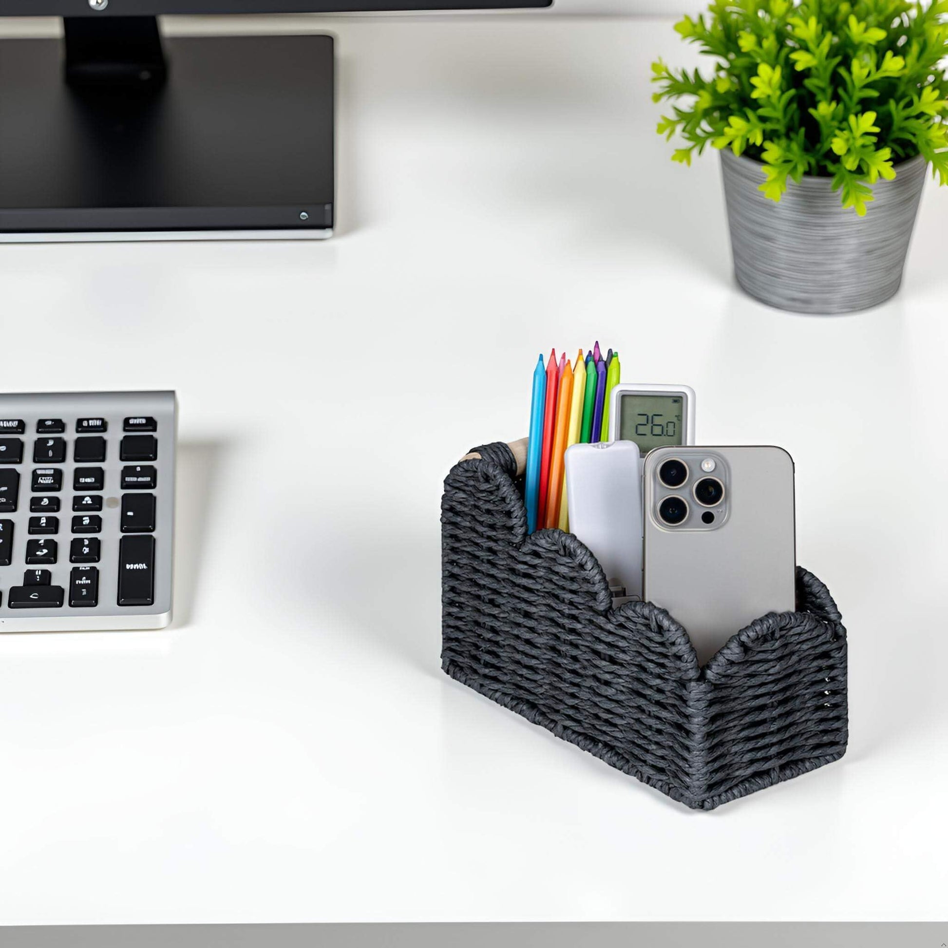 CubesLand Bedside Table Desk Organizer Caddy, Remote Pen&Pencil Holder Cup