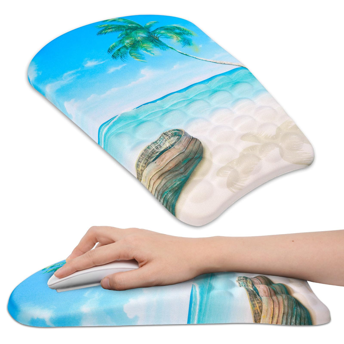 Ergonomic Wrist Mouse Pad with Massage Design, Wrist Rest Pain Relief Mousepad with Memory Foam