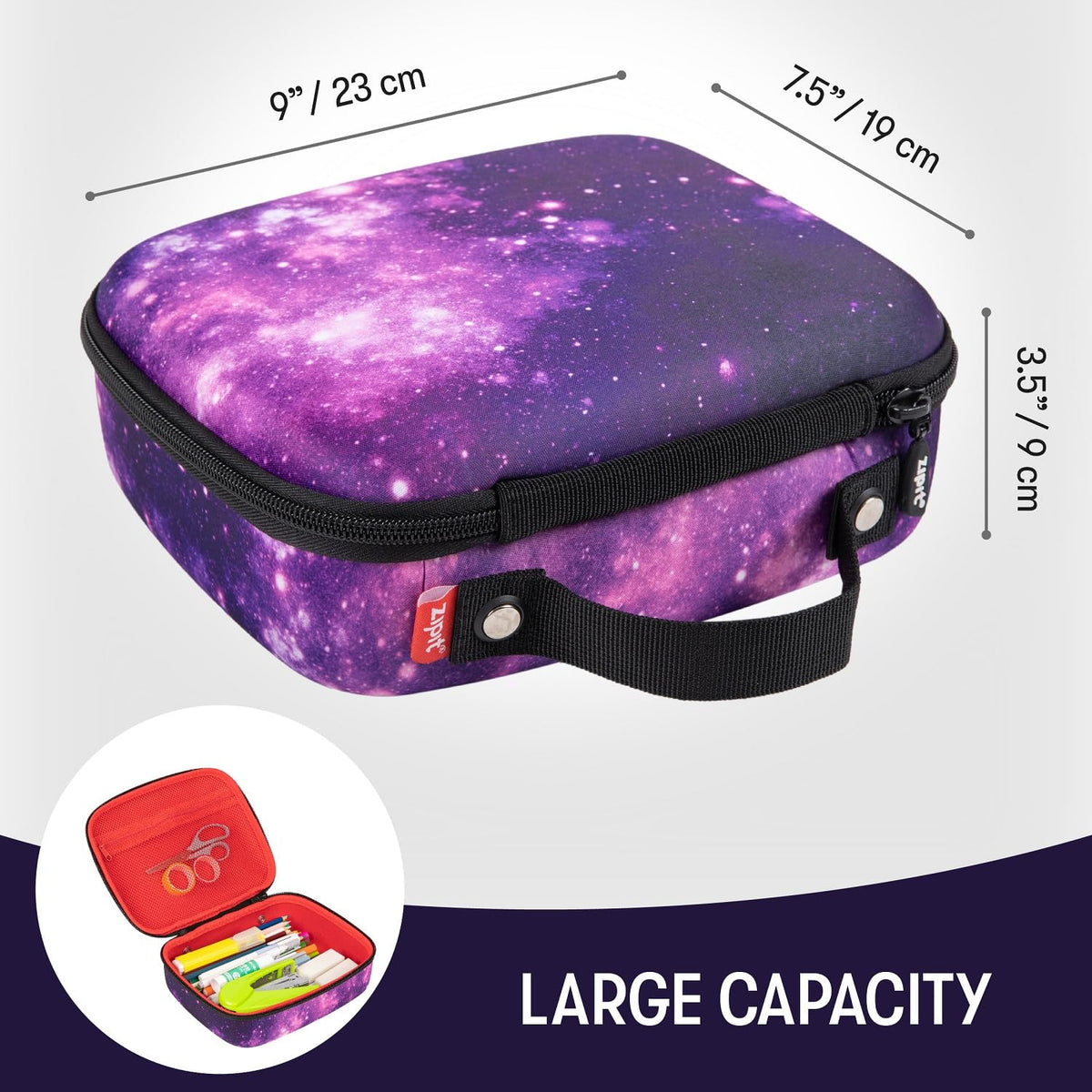 ZIPIT Jumbo Pencil Case, Cute Aesthetic Large Capacity Pencil Box, Purple