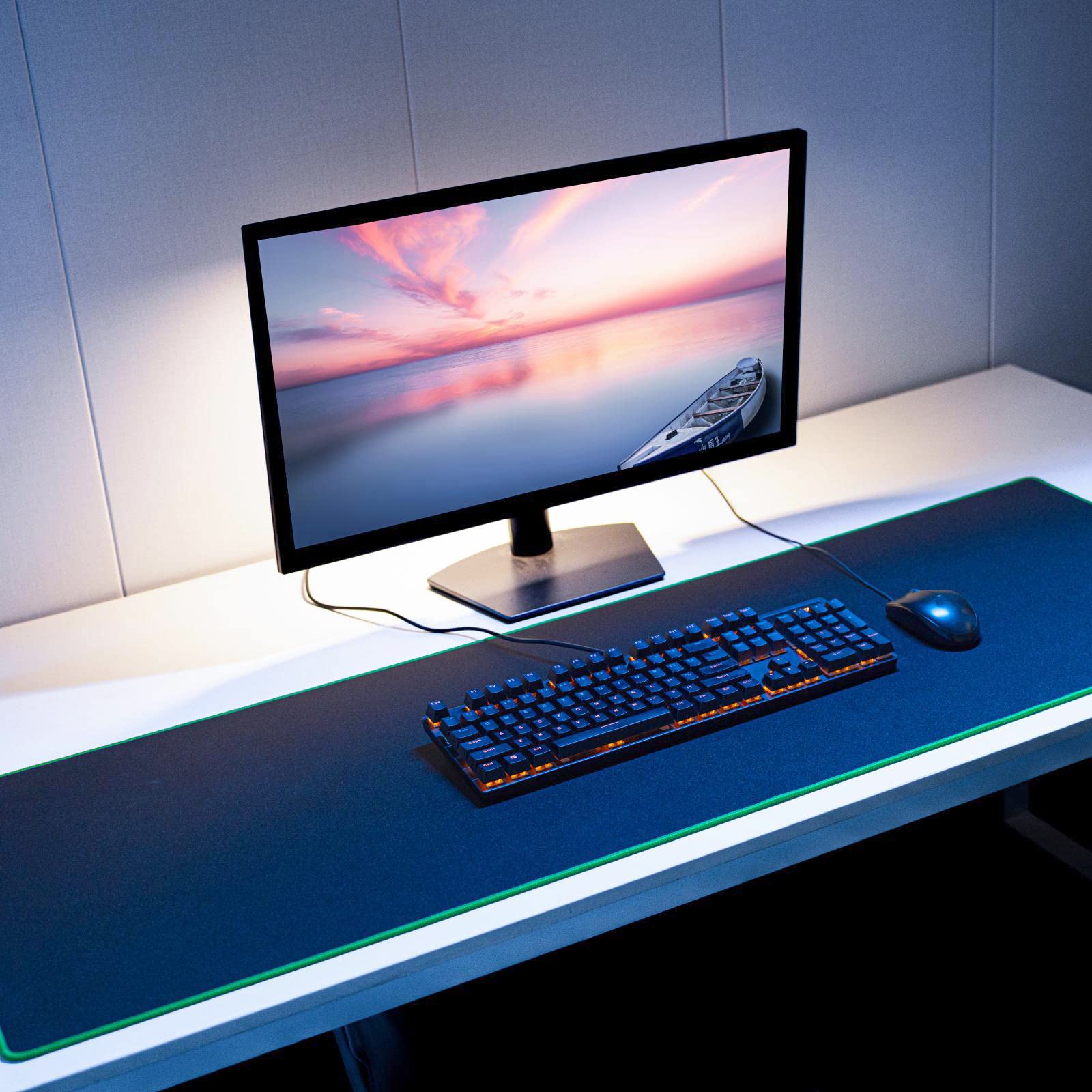 Wolaile Large Computer Mouse Pad for Desk-Black Stitched Edge-50x17 inches