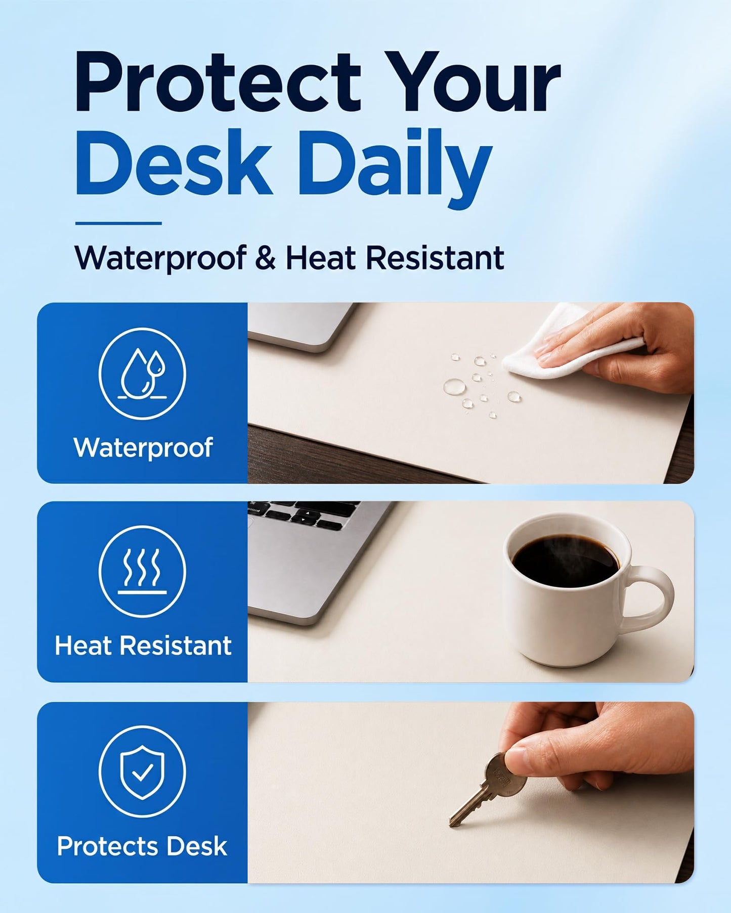 Aothia Dual-Sided Desk Pad - Leather Desk Mat, Natural Cork Desk Pad Protector, Large Mouse Pad for
