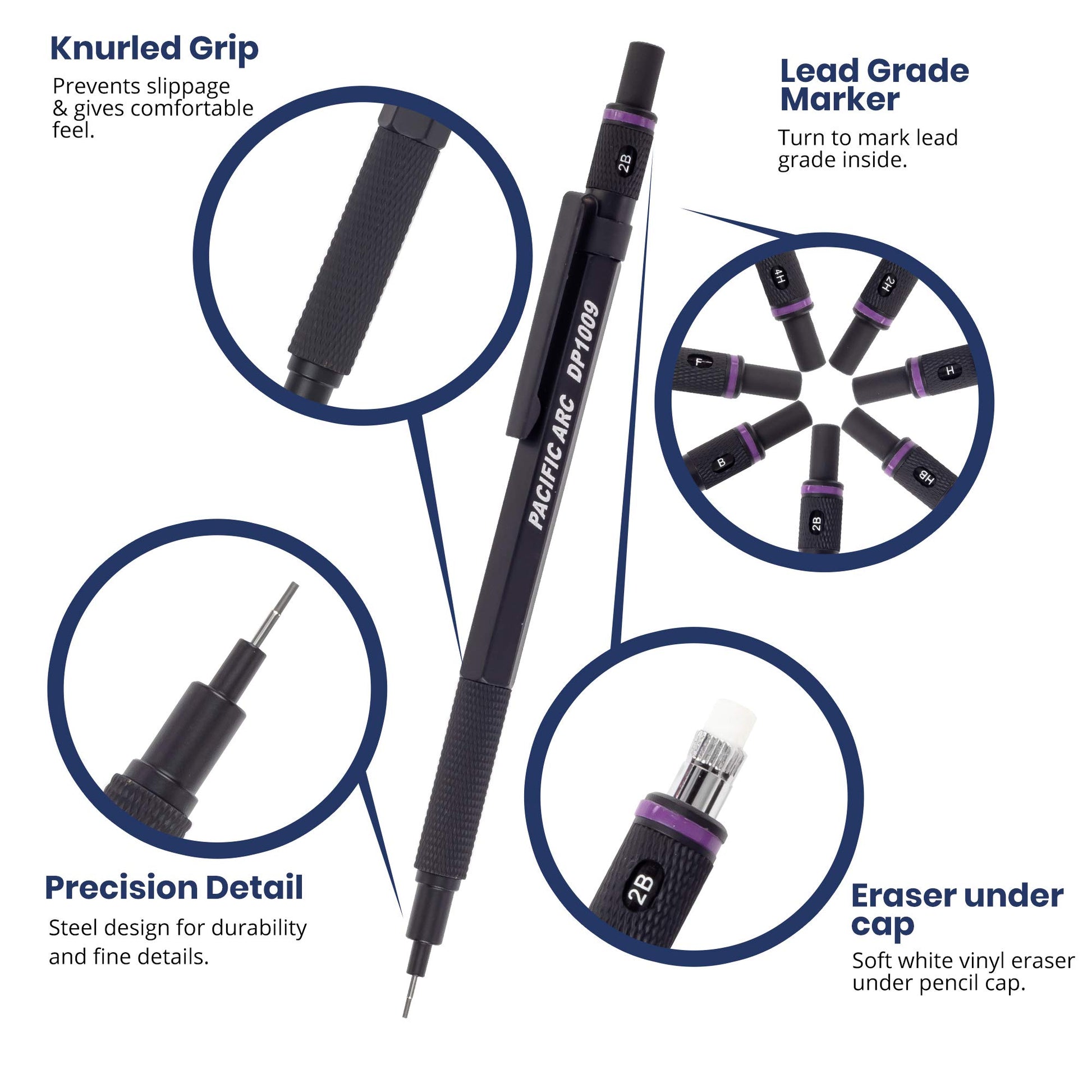 Pacific Arc Chromagraph Metal Mechanical Pencil .9 mm Black Barrel Mechanical Pencil with Built In