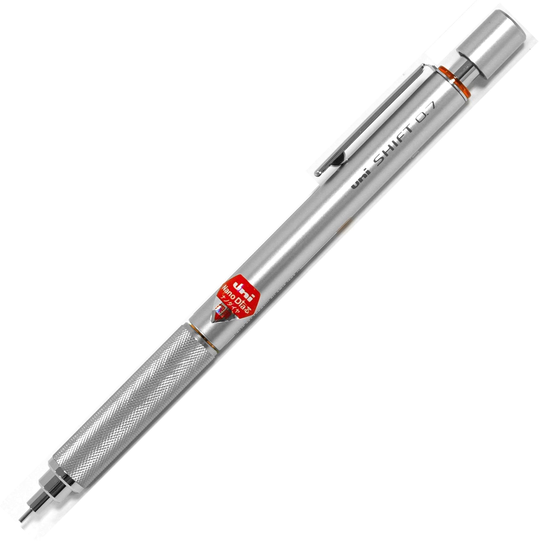 Uni M71010.26 Shift Pipe Lock Drafting 0.7mm Pencil, Silver Body with Orange Accent (M71010.26)