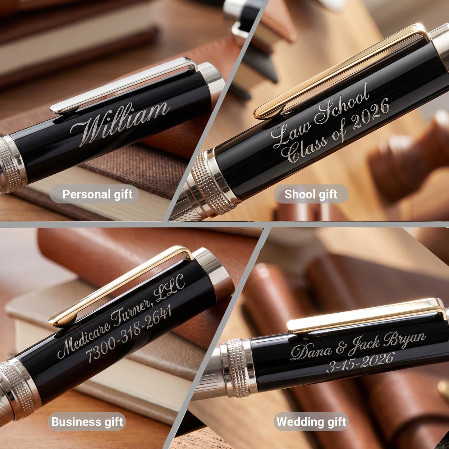 Ancolo Personalized Pens - Engraved Your Message Name Company Team Name