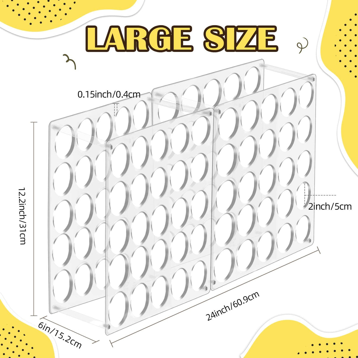 volepet Vinyl Storage Rack 50-Holes Acrylic Vinyl Roll Holder Craft Storage Organizer for Craft Room
