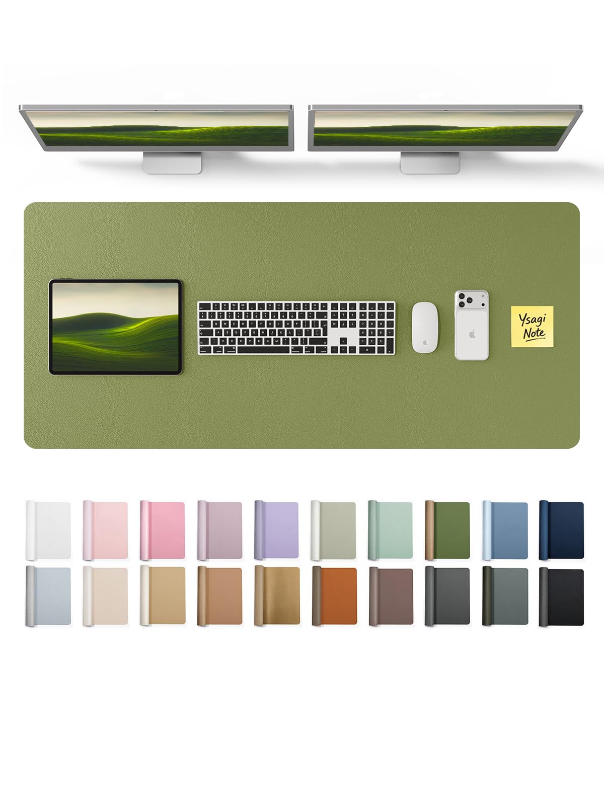 YSAGi Leather Desk Pad Protector, Office Desk Mat, Large Mouse Pad, Non-Slip PU Leather Desk