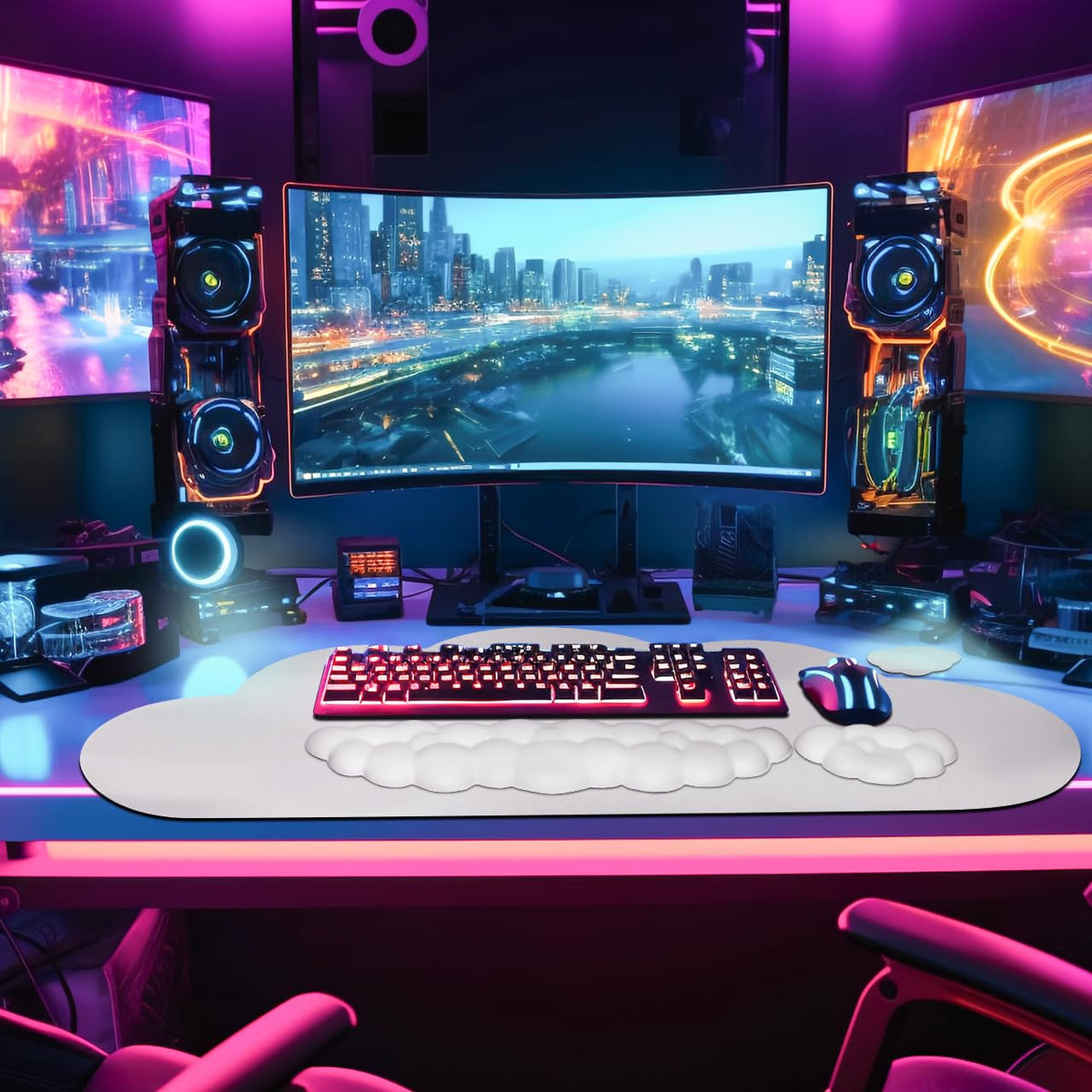 JIKIOU Ergonomic Keyboard Wrist Rest &Large Mouse Pad&Mouse Wrist & Cup Pad