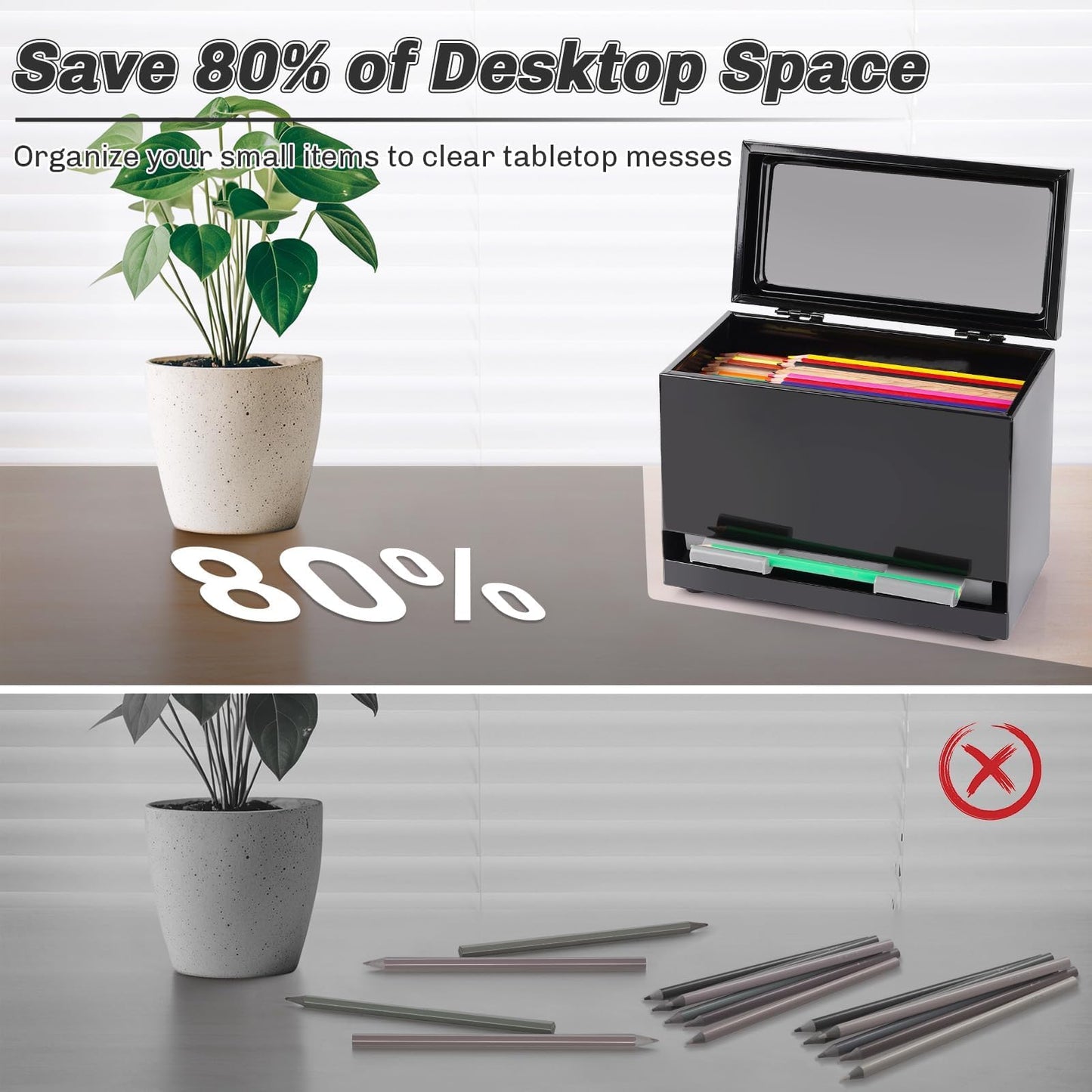 Creproly Pencil Dispenser for Classroom, Stainless Steel Pen Holder, Black