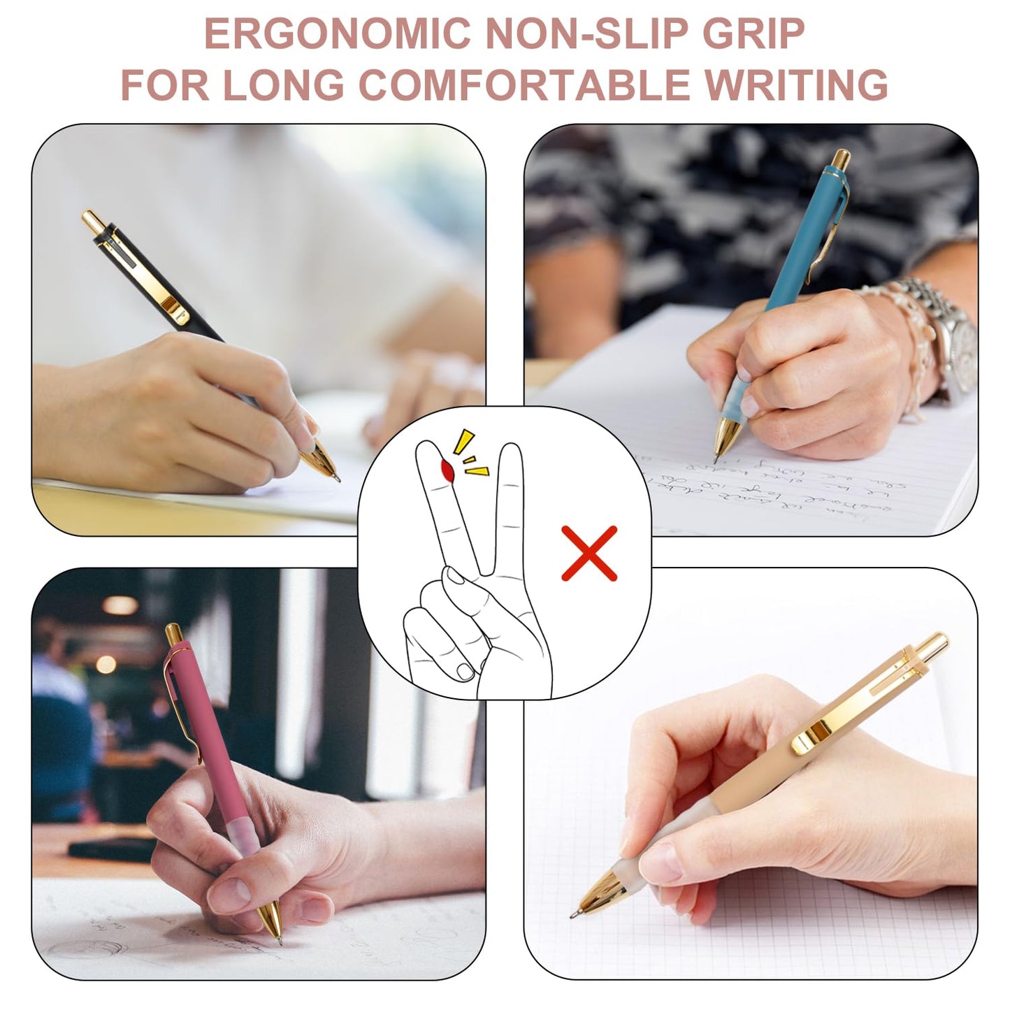 Linbsunne Ballpoint Pens Black Medium Point 1mm with Super Soft Grip Ball Point Pen for Men Women
