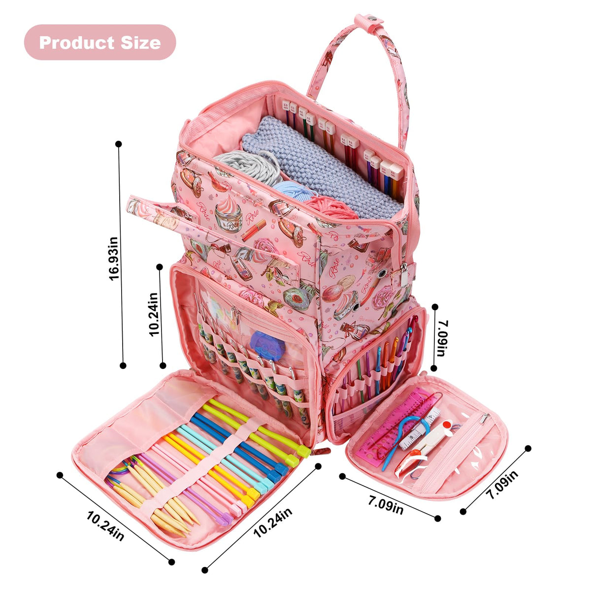 KOKNIT Crochet bag,knitting bag Backpack and Tote Bag Large capacity Yarn Storage Travel Women