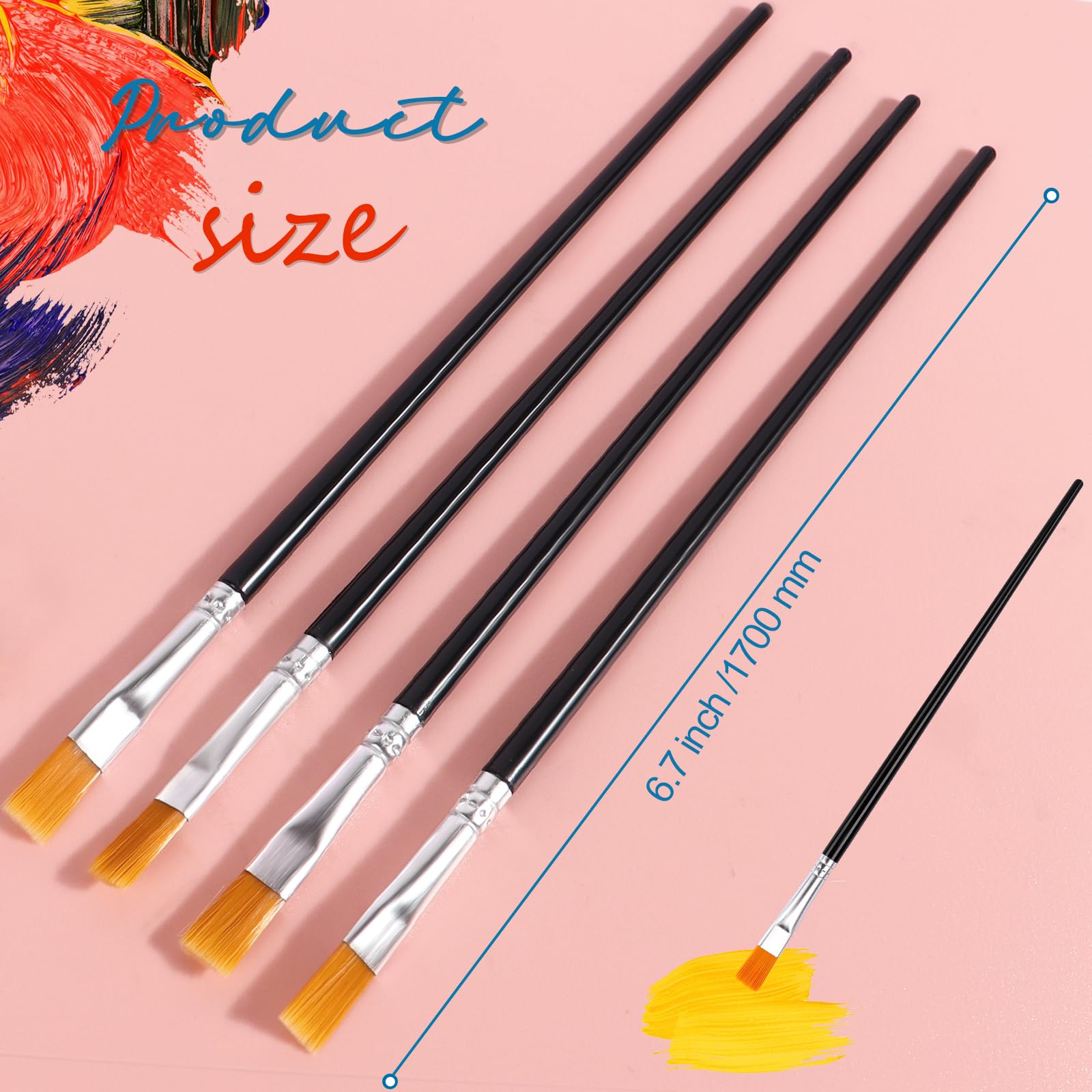 200Pcs Paint Brushes for Acrylics Painting, Flat Paint Brush Bulk, Black
