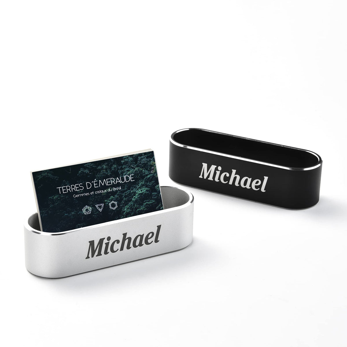 nyareka Personalized Metal Business Card Holder for Desk