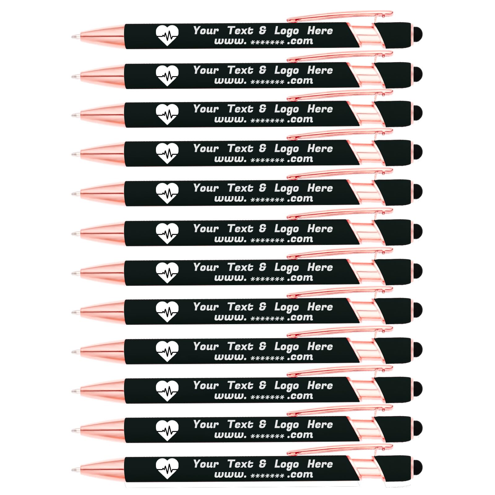LMJUEJIN Personalized Pens with Name or Logo - Black Ink - 12 pcs Metal Custom Ballpoint Pen with