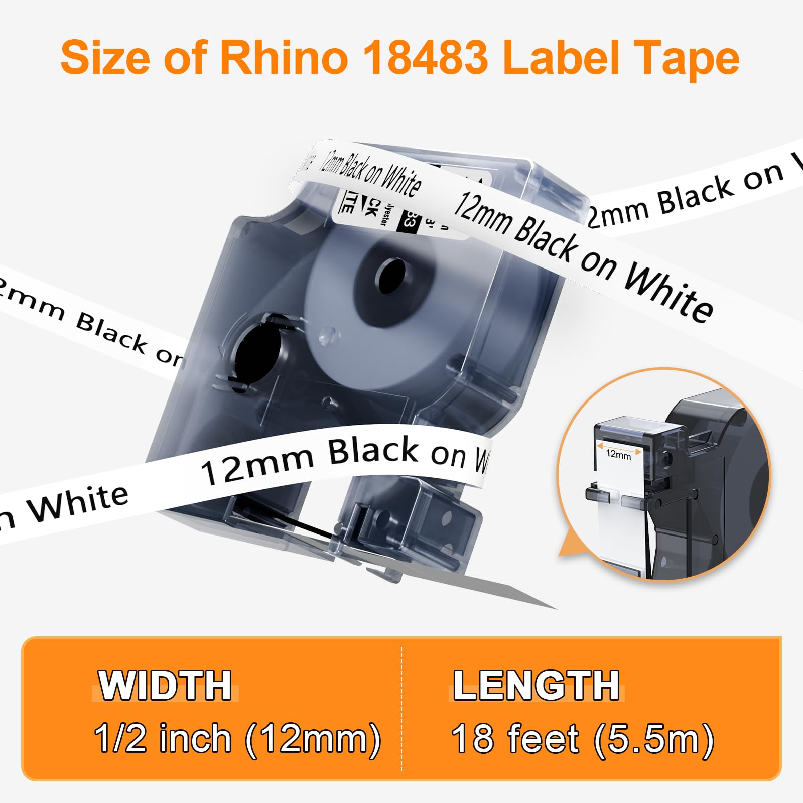 18483 Compatible with Dymo Rhino 5200 4200 Label Tape 1/2
