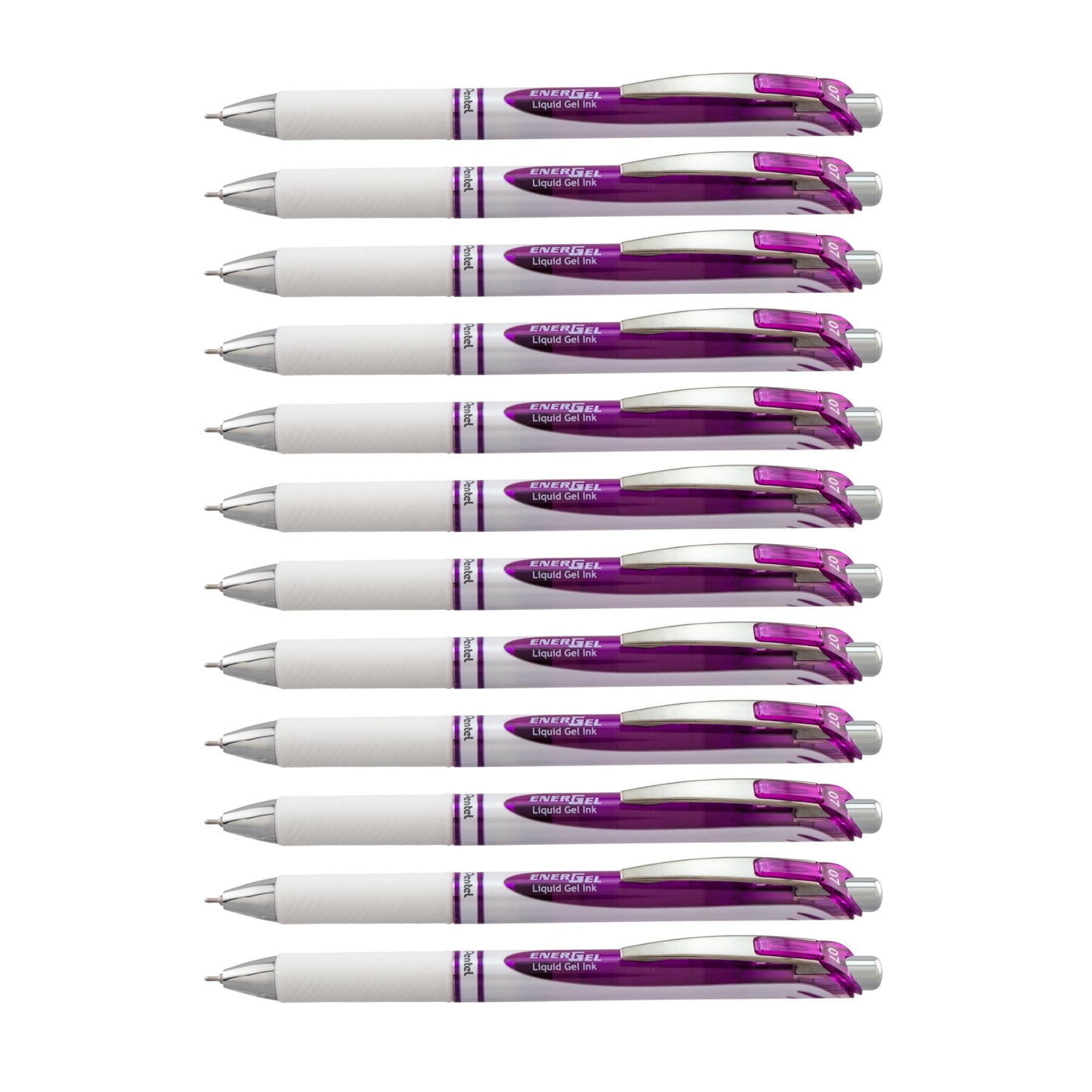 Pentel Gel Ink Pen, Pearl Retractable Gel Pen, (0.7mm) Medium Point, Needle Tip, Violet Ink, 12