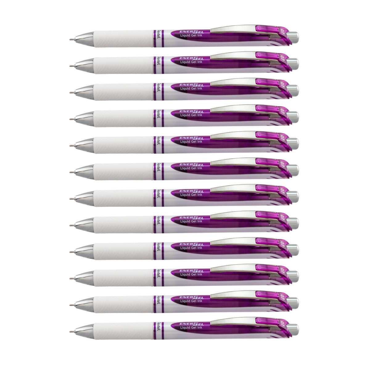 Pentel Gel Ink Pen, Pearl Retractable Gel Pen, (0.7mm) Medium Point, Needle Tip, Violet Ink, 12