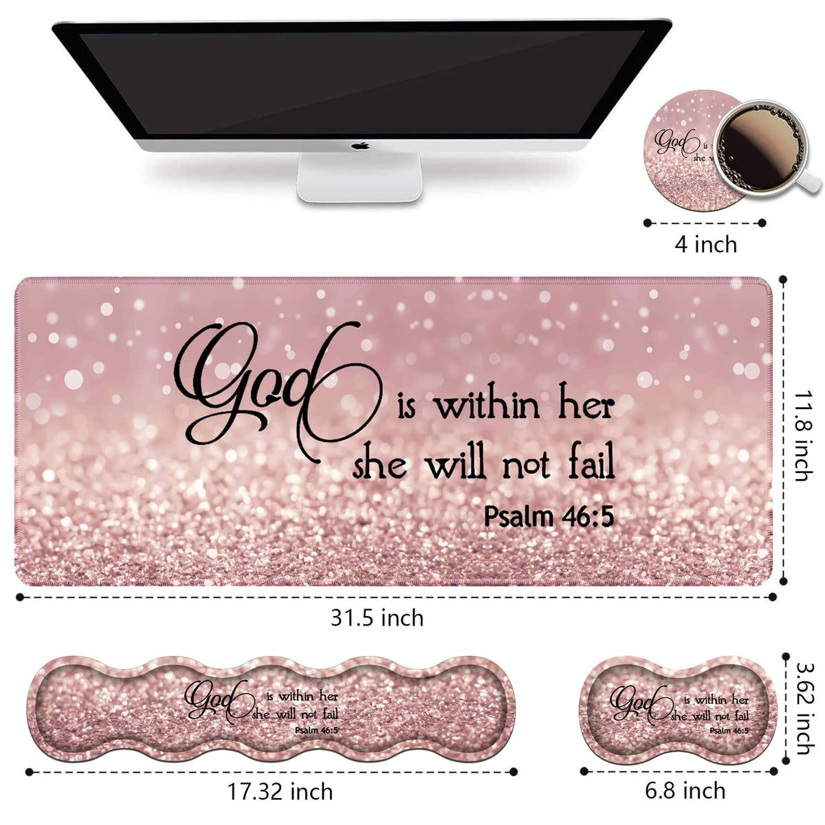 Ergonomic Keyboard Wrist Rest & Mouse Pad Wrist Rest Set, Large XXL Gaming Desk Mat 31.5"x 11.8"