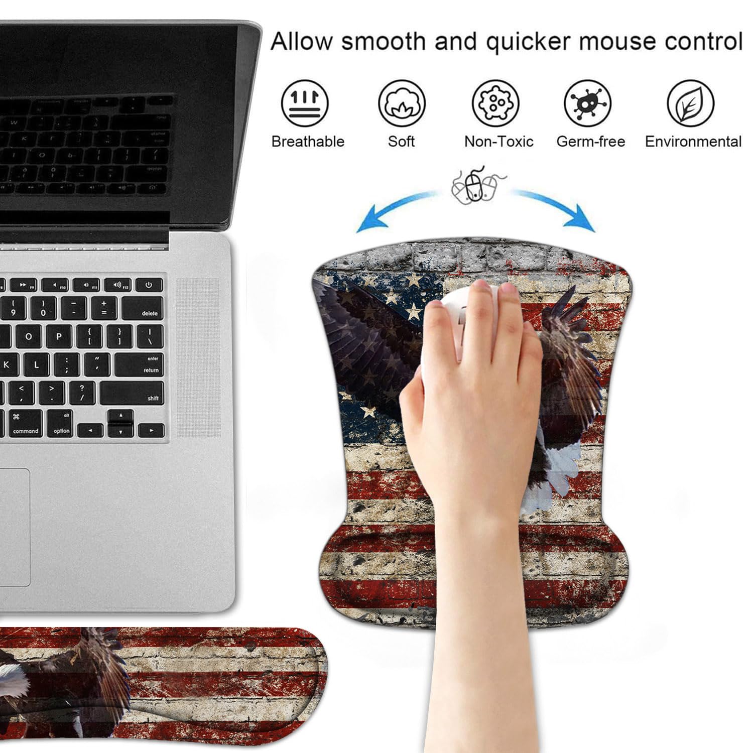 Keyboard Wrist Rest and Mouse Pad Wrist Support Set with Coasters, Non-Slip PU Base Ergonomic
