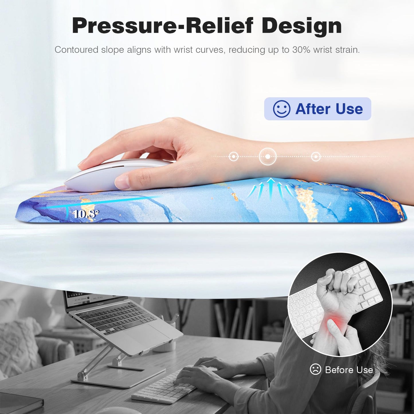 Ospelelf Mouse Pad with Wrist Rest Ergonomic Comfortable Pain Relief Mousepad Wrist Support for