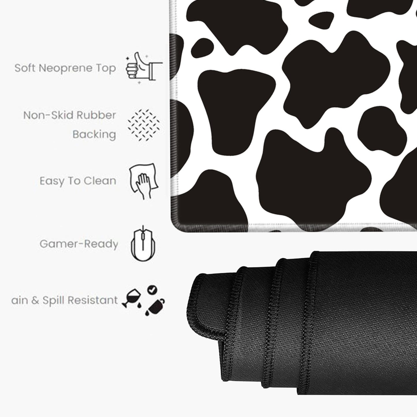 Large Mouse Pad 36 x 24 Desk Mat Gaming Mousepad Cow Print Oversized Desk Pad Huge Giant 4XL