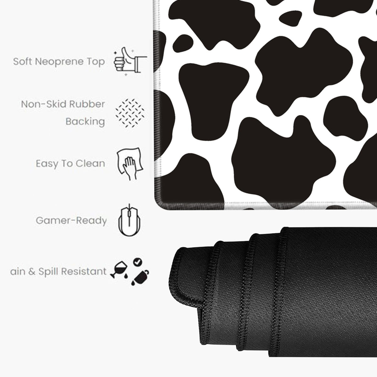 Large Mouse Pad 36 x 24 Desk Mat Gaming Mousepad Cow Print Oversized Desk Pad Huge Giant 4XL